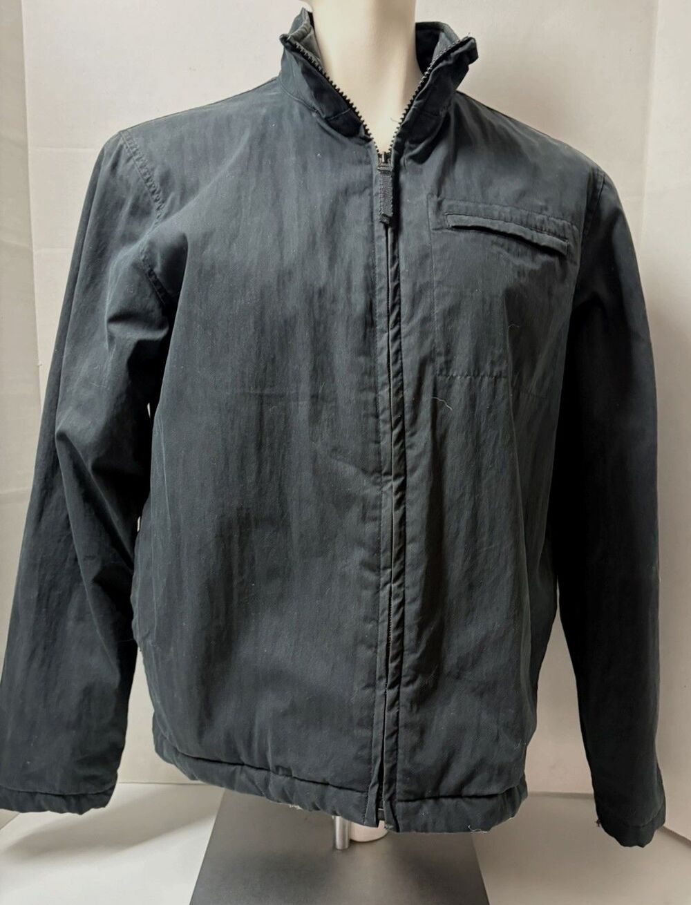 Old Navy Women's M/L Black Mock Neck Zip Up Work/Utility Jacket Vintage